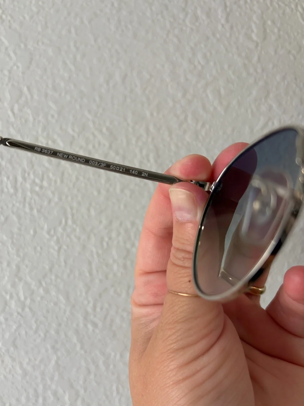 Ray-Ban Silver Frame Sunglasses with Blue Gradient Lenses